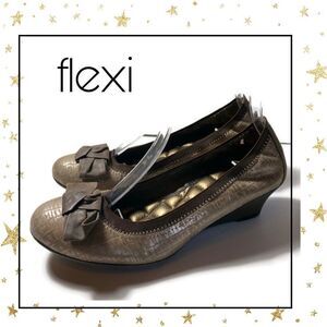 Flexi Metallic Taupe Brown Wedge Shoes 6
